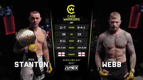 Cage Warriors 157 - Mick Stanton vs James Webb - July 20, 2023