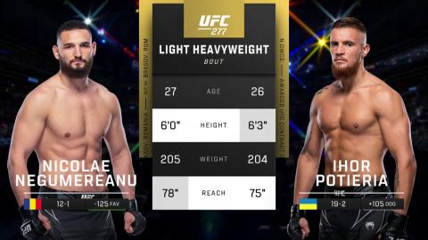 UFC 277: Nicolae Negumereanu vs Ihor Potieria - Jul 31, 2022