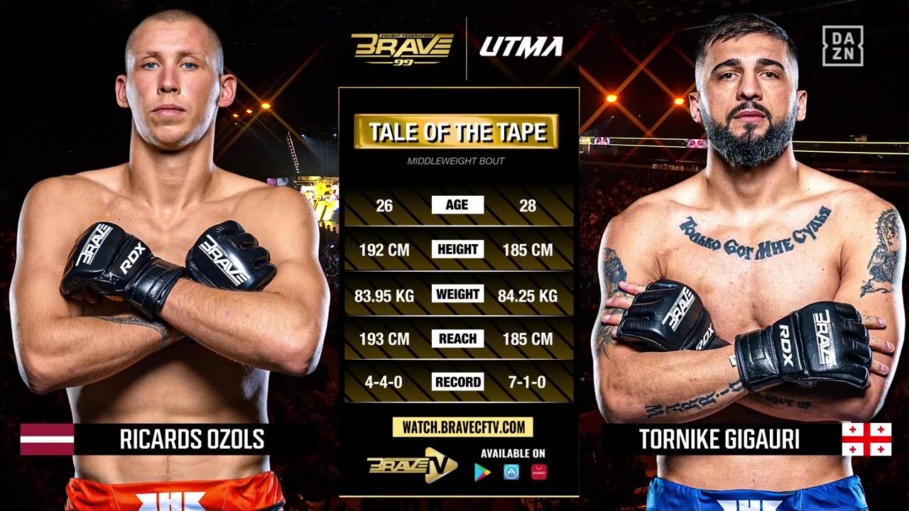 BRAVE CF 99 - Ričards Ozols vs Tornike Gigauri - October 18, 2025