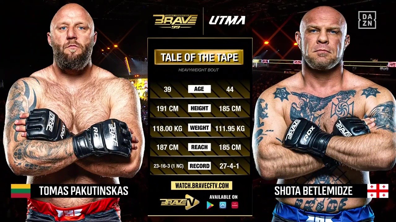 BRAVE CF 99 - Shota Betlemidze vs Tomas Pakutinskas - October 18, 2025