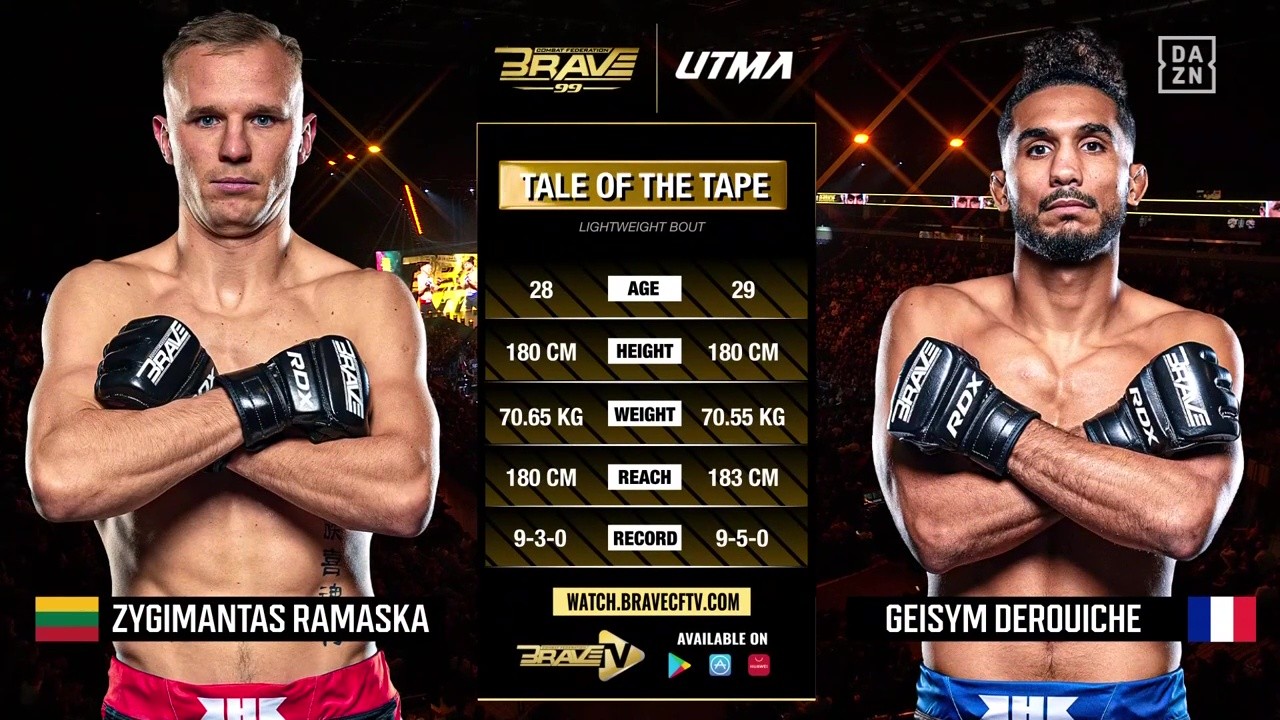 BRAVE CF 99 - Zygimantas Ramaska vs Geysim Derouiche - October 18, 2025