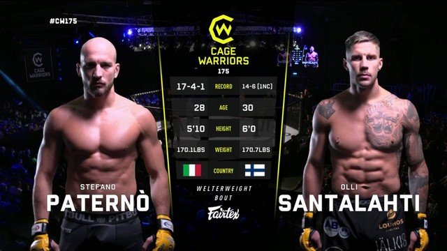 Cage Warriors 175 - Stefano Paternò vs Olli Santalahti - July 24, 2024