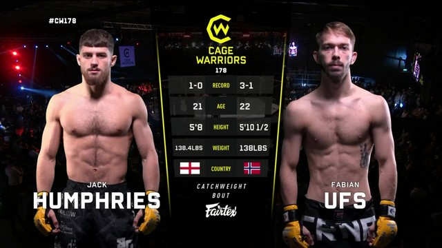 Cage Warriors 178 - Jack Humphries vs Fabian Ufs - September 21, 2024