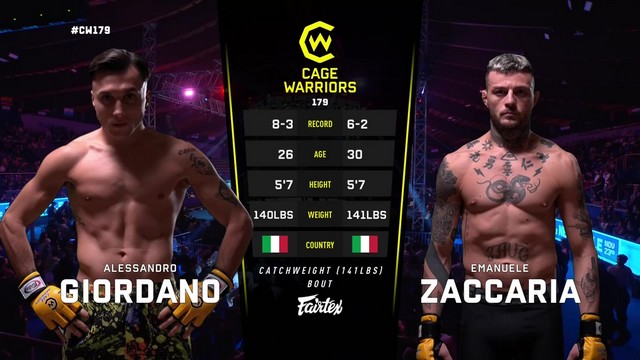 Cage Warriors 179 - Alessandro Giordano vs Emanuele Zaccaria - November 2, 2024