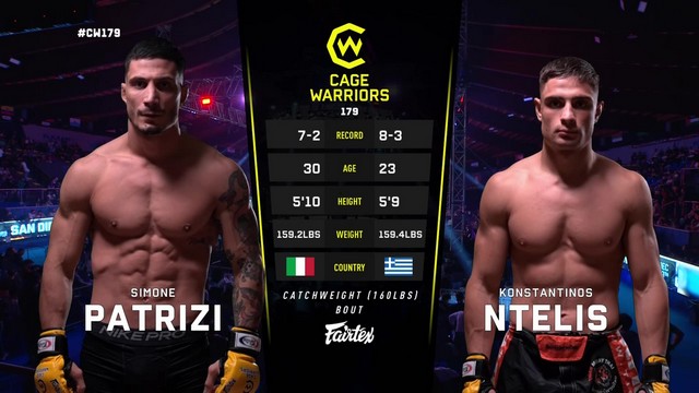 Cage Warriors 179 - Konstantinos Ntelis vs Simone Patrizi - November 2, 2024