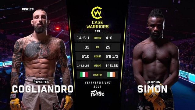 Cage Warriors 179 - Solomon Simon vs Walter Cogliandro - November 2, 2024