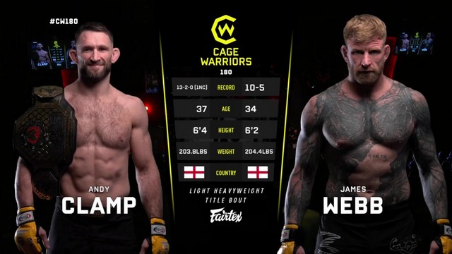 Cage Warriors 180 - James Webb vs Andy Clamp - November 15, 2024