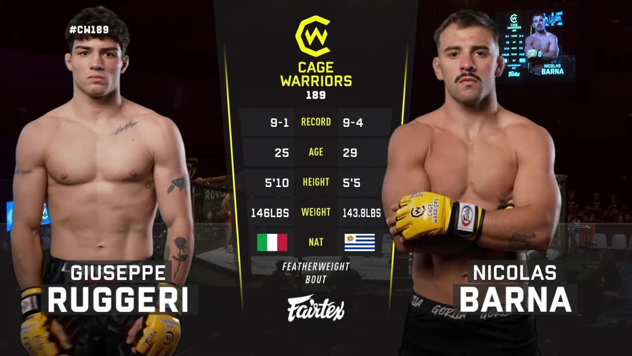Cage Warriors 189 - Giuseppe Ruggeri vs Nicolas Barna - May 31, 2025