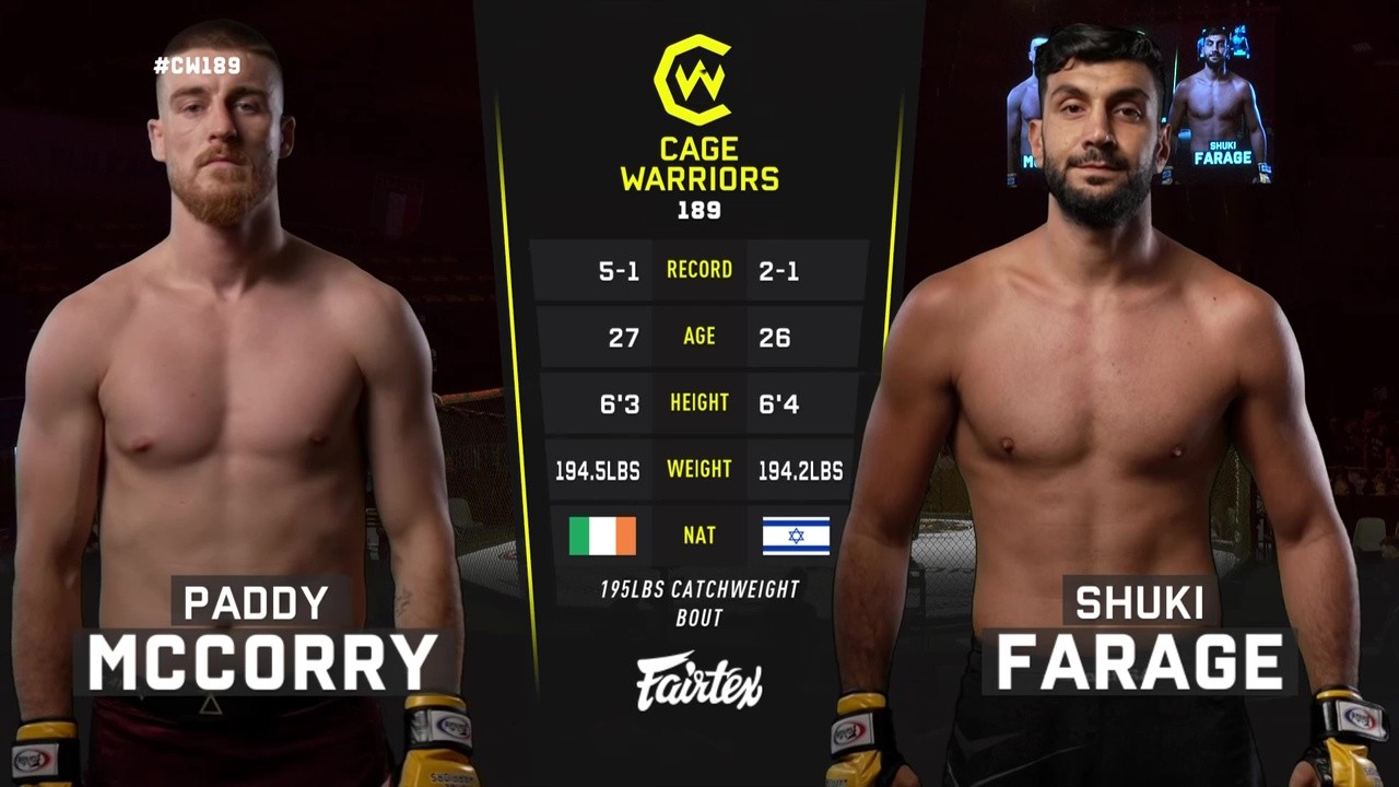 Cage Warriors 189 - Paddy McCorry vs Shuki Farage - May 31, 2025