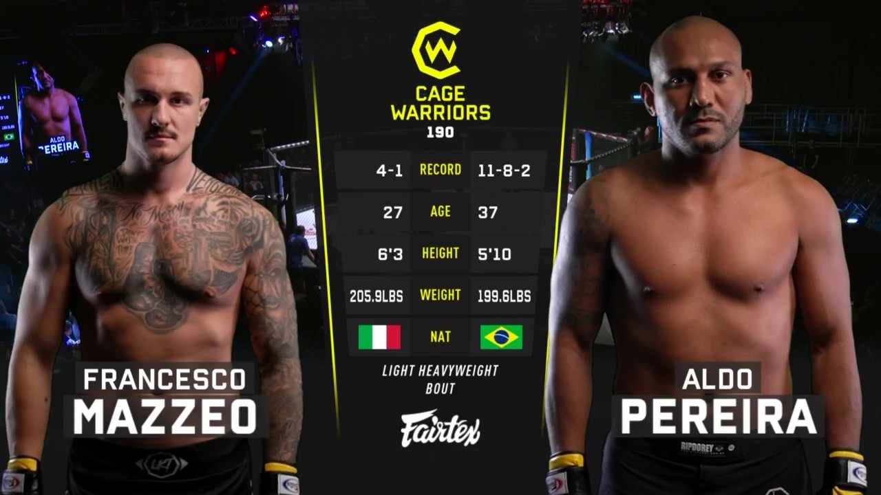 Cage Warriors 190 - Aldo Pereira vs Francesco Mazzeo - June 27, 2025
