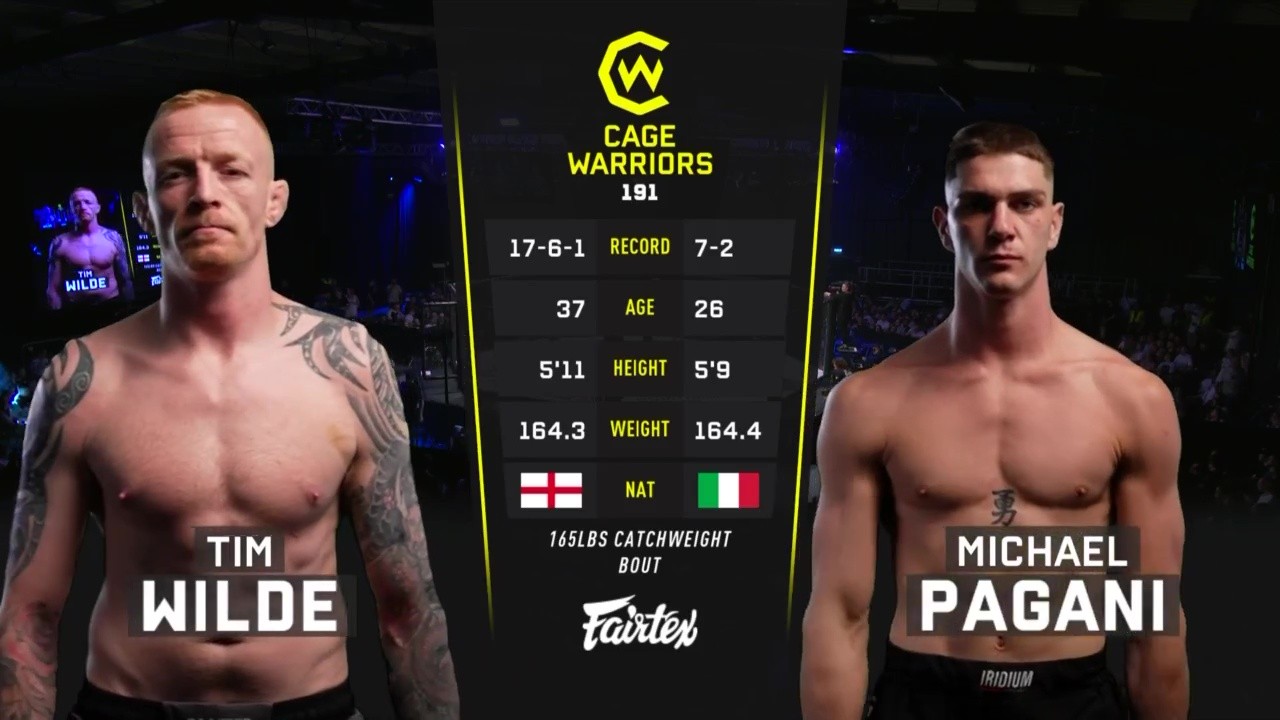 Cage Warriors 191 - Michael Pagani vs Tim Wilde - June 28, 2025