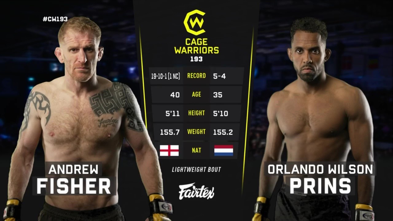 Cage Warriors 193 - Andrew Fisher vs Orlando Wilson Prins - September 13, 2025