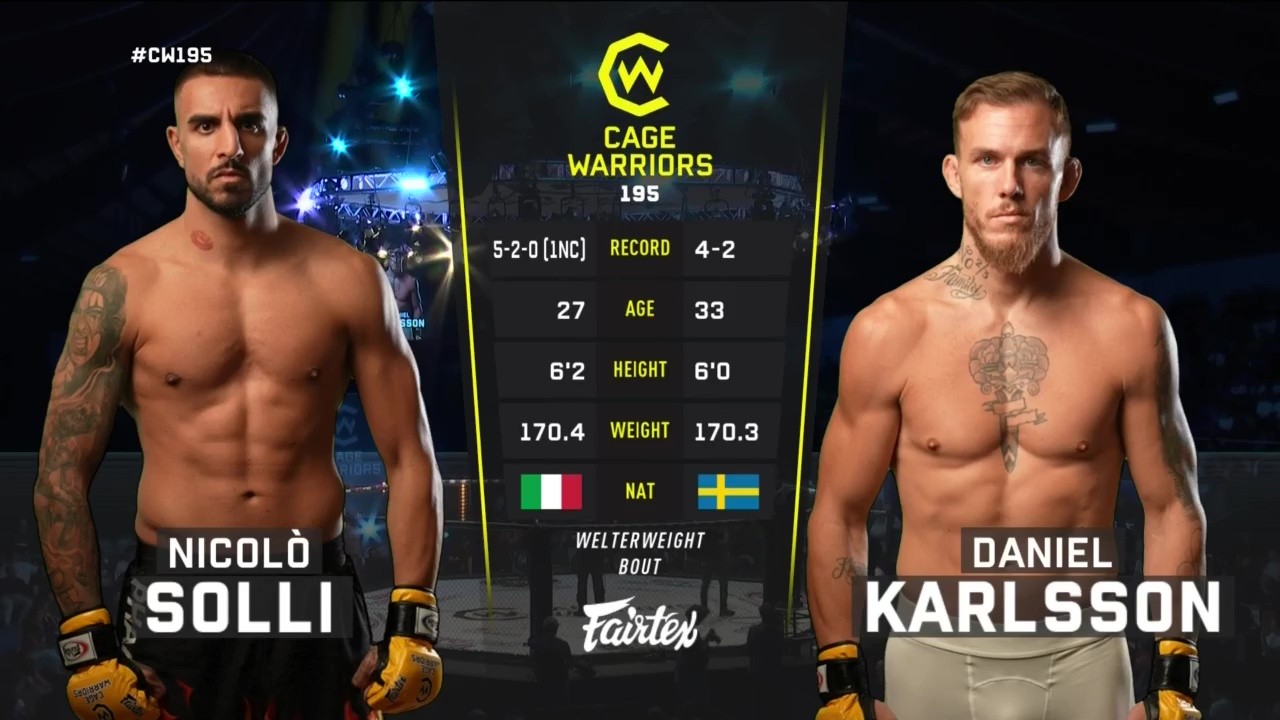 Cage Warriors 195 - Nicolò Solli vs Daniel Karlsson - October 4, 2025