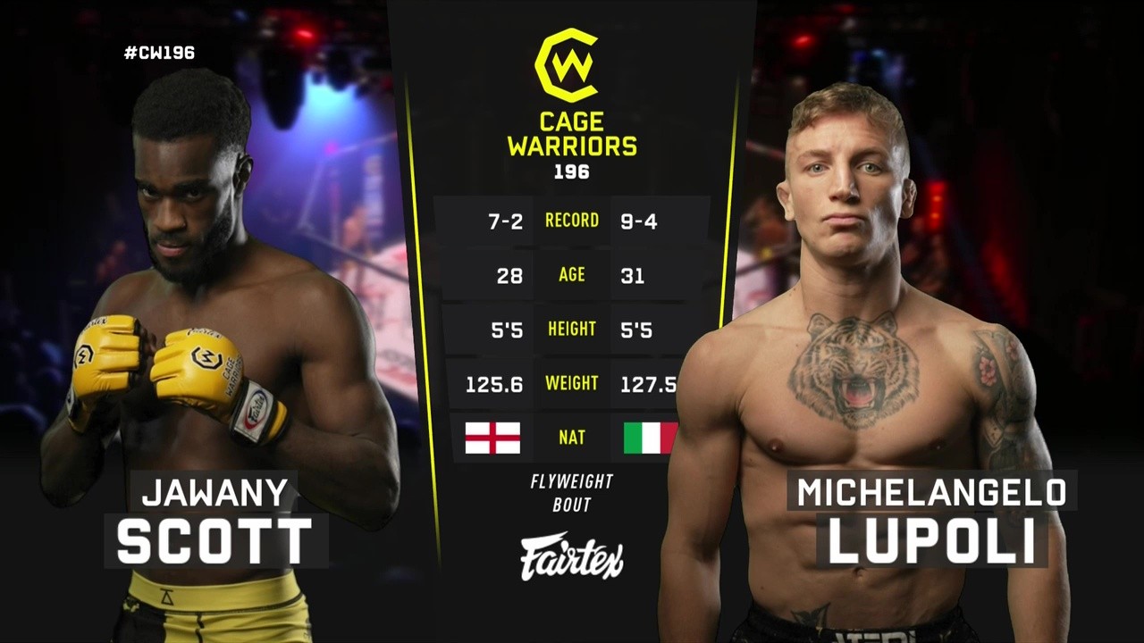 Cage Warriors 196 - Jawany Scott vs Michelangelo Lupoli - November 15, 2025