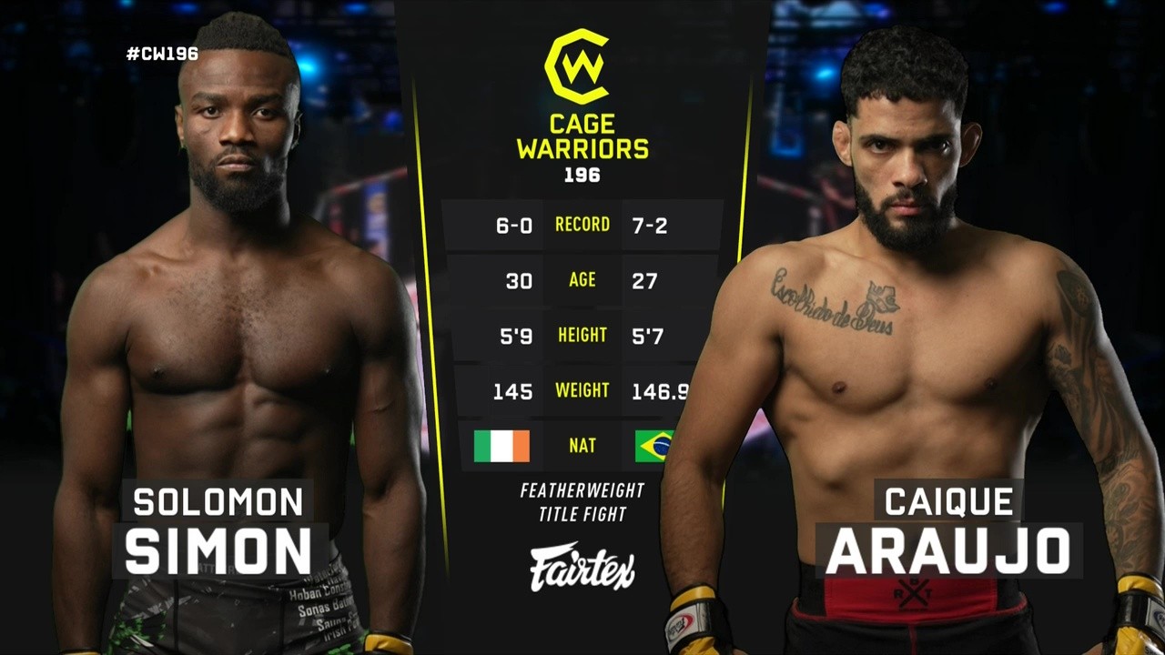 Cage Warriors 196 - Solomon Simon vs Caique Araujo - November 15, 2025