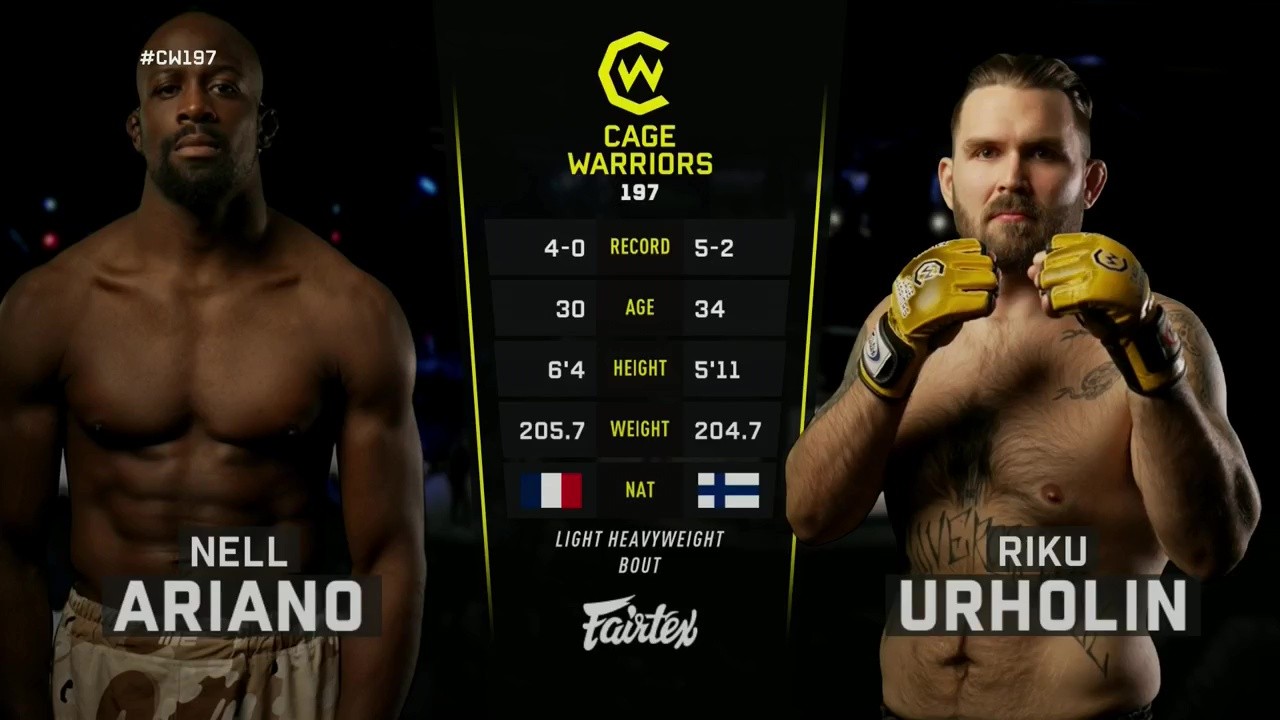 Cage Warriors 197 - Nell Ariano vs Riku Urholin - November 21, 2025
