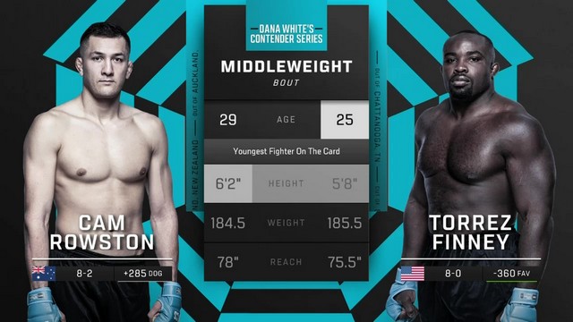 Contender Series 2024 - Cam Rowston vs Torrez Finney - August 20, 2024