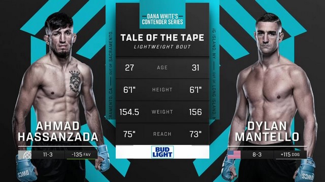 Contender Series 2024 - Dylan Mantello vs Ahmad Hassanzada - September 17, 2024