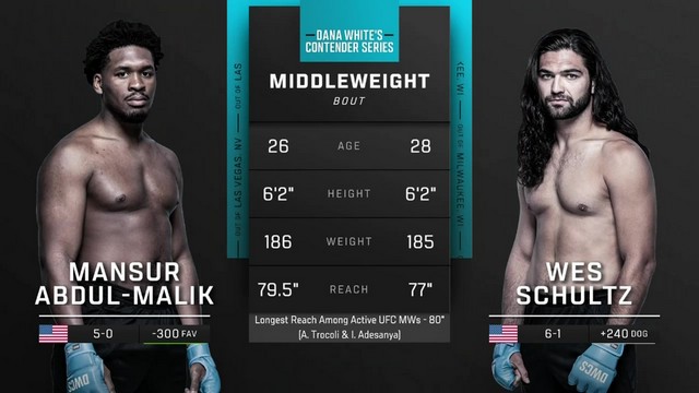 Contender Series 2024 - Mansur Abdul-Malik vs Wes Schultz - August 13, 2024