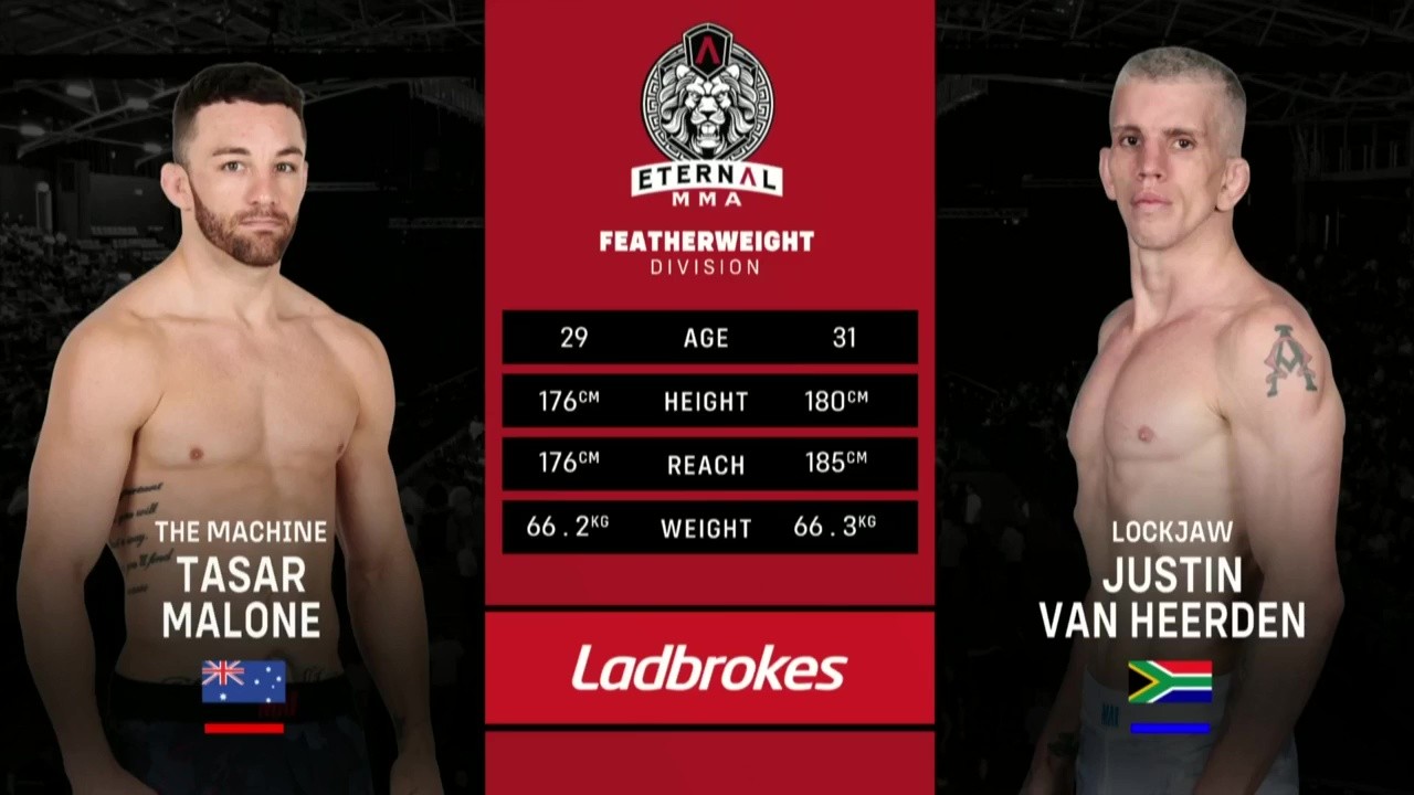 Eternal MMA 98 - Justin Van Heerden vs Tasar Malone - September 13, 2025