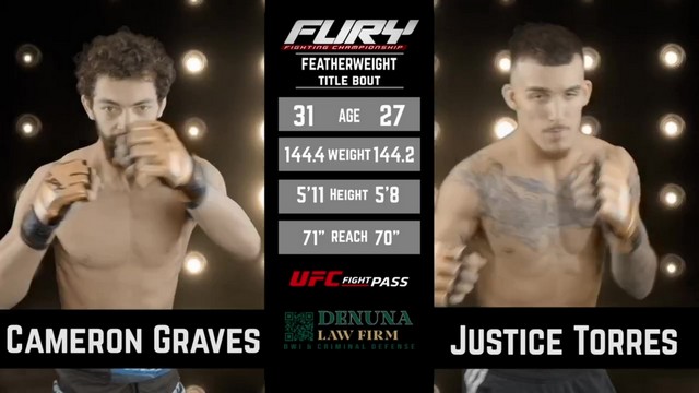 Fury FC 100 - Cameron Graves vs Justice Torres - January 12, 2025