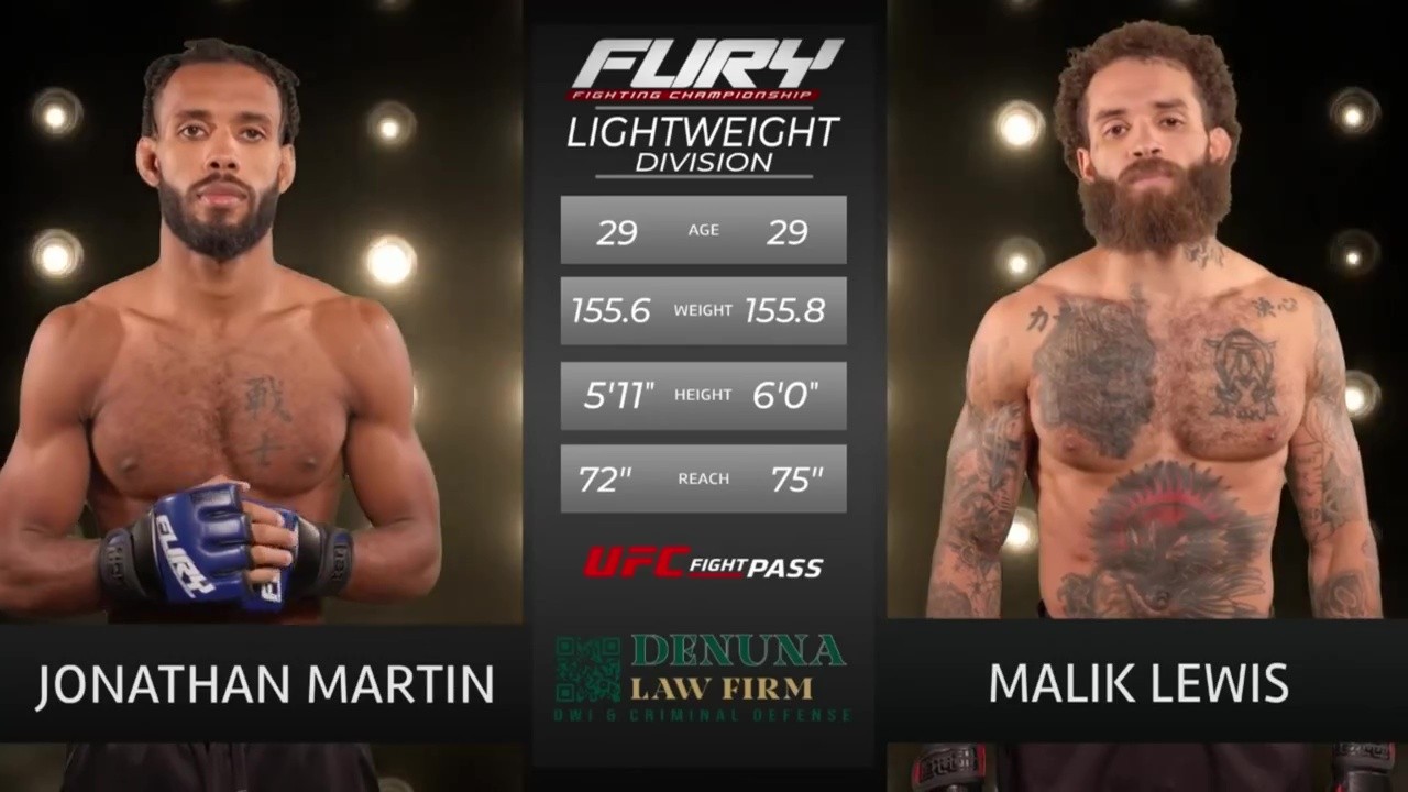 Fury FC 108 - Jonathan Martin vs Malik Lewis - August 22, 2025