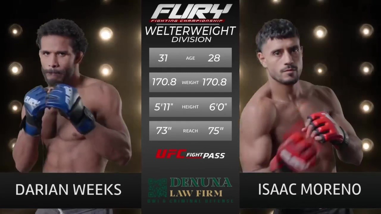 Fury FC 110 - Isaac Moreno vs Darian Weeks - October 17, 2025