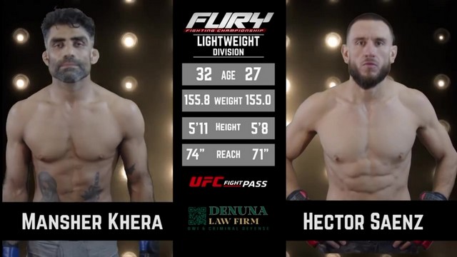 Fury FC 90 - Mansher Khera vs Hector Saenz - May 11, 2024