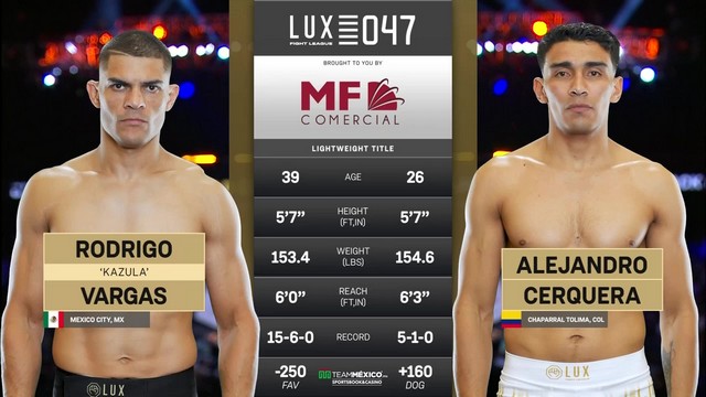 Lux Fight League 47 - Rodrigo Vargas vs Alejandro Cerquera - November 1, 2024