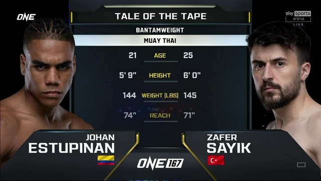 ONE 167 - Johan Estupiñan vs Zafer Sayik - JUNE 7, 2024