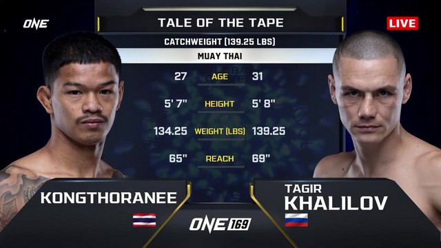 ONE 169 - K. Sor.Sommai vs Tagir Khalilov - November 8, 2024