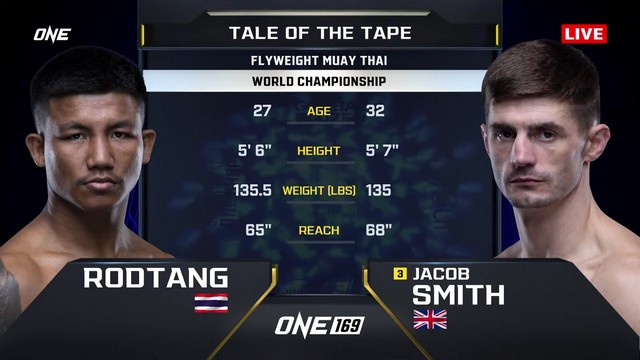 ONE 169 - Rodtang Jitmuangnon vs Jacob Smith - November 8, 2024