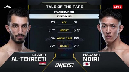 ONE 170 - Masaaki Noiri vs Shakir Al-Tekreeti - January 24, 2025