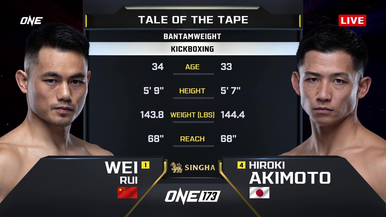ONE 173 - Hiroki Akimoto vs Rui Wei - November 15, 2025