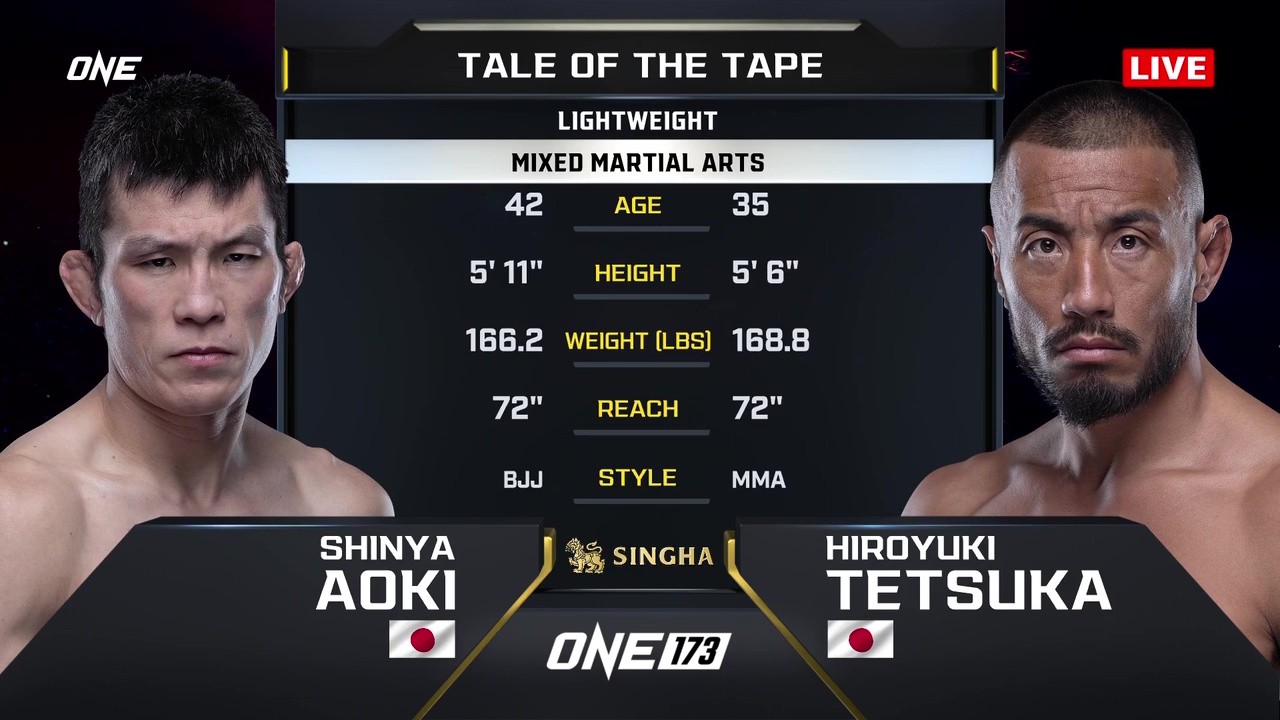 ONE 173 - Hiroyuki Tetsuka vs Shinya Aoki - November 15, 2025