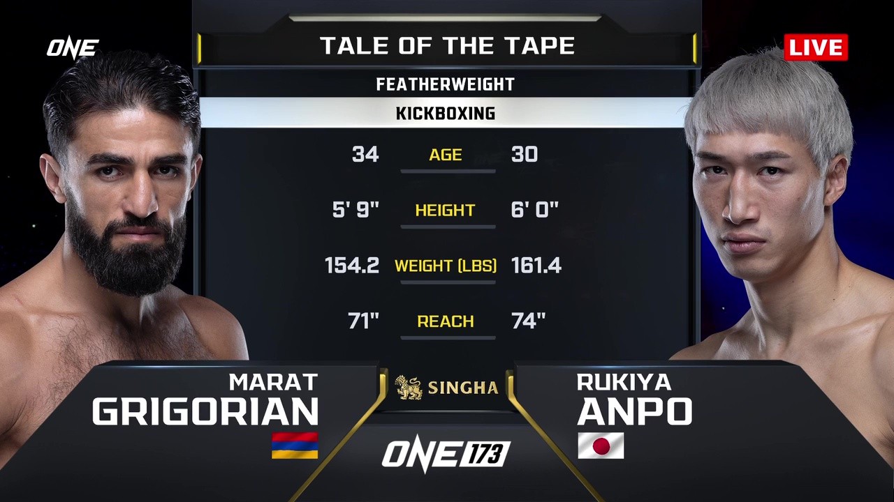 ONE 173 - Marat Grigorian vs Rukiya Anpo - November 15, 2025