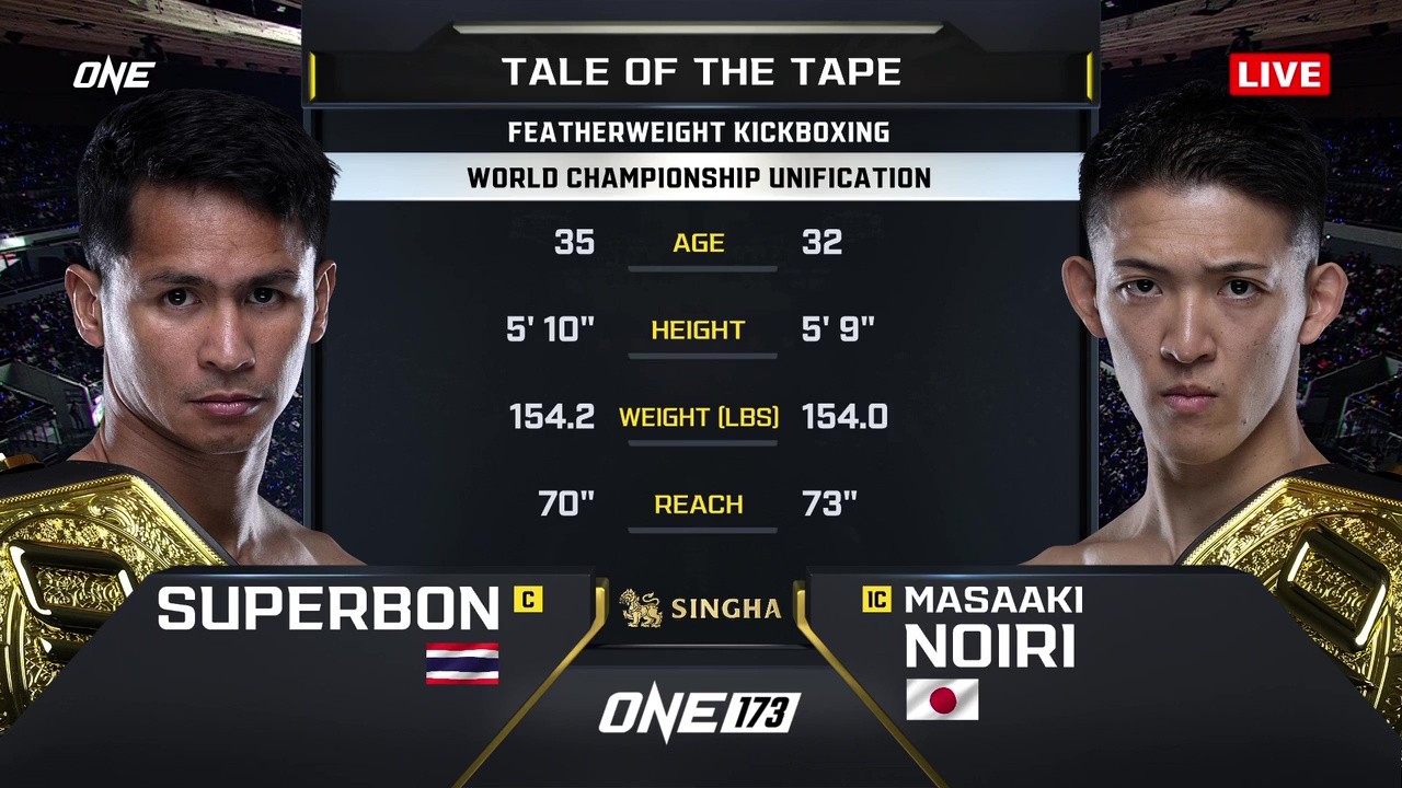 ONE 173 - Superbon Banchamek vs Masaaki Noiri - November 15, 2025