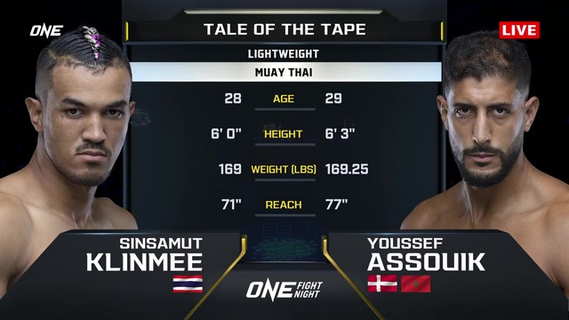 ONE Fight Night 25 - Youssef Assouik vs Sinsamut Klinmee - October 4, 2024