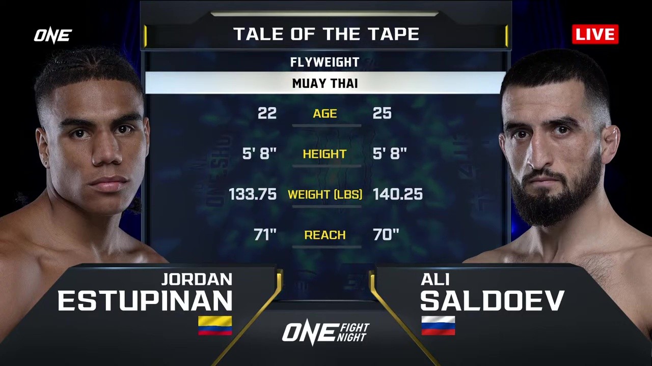 ONE Fight Night 31 - Jordan Estupiñan vs Ali Saldoev - May 2, 2025