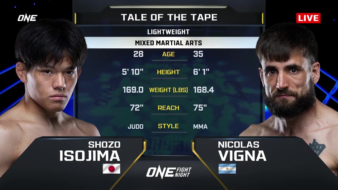 ONE Fight Night 36 - Shozo Isojima vs Nicolas Vigna - October 3, 2025