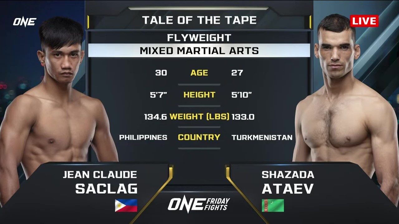 ONE Friday Fights 109 - Shazada Ataev vs Jean Claude Saclag - May 23, 2025