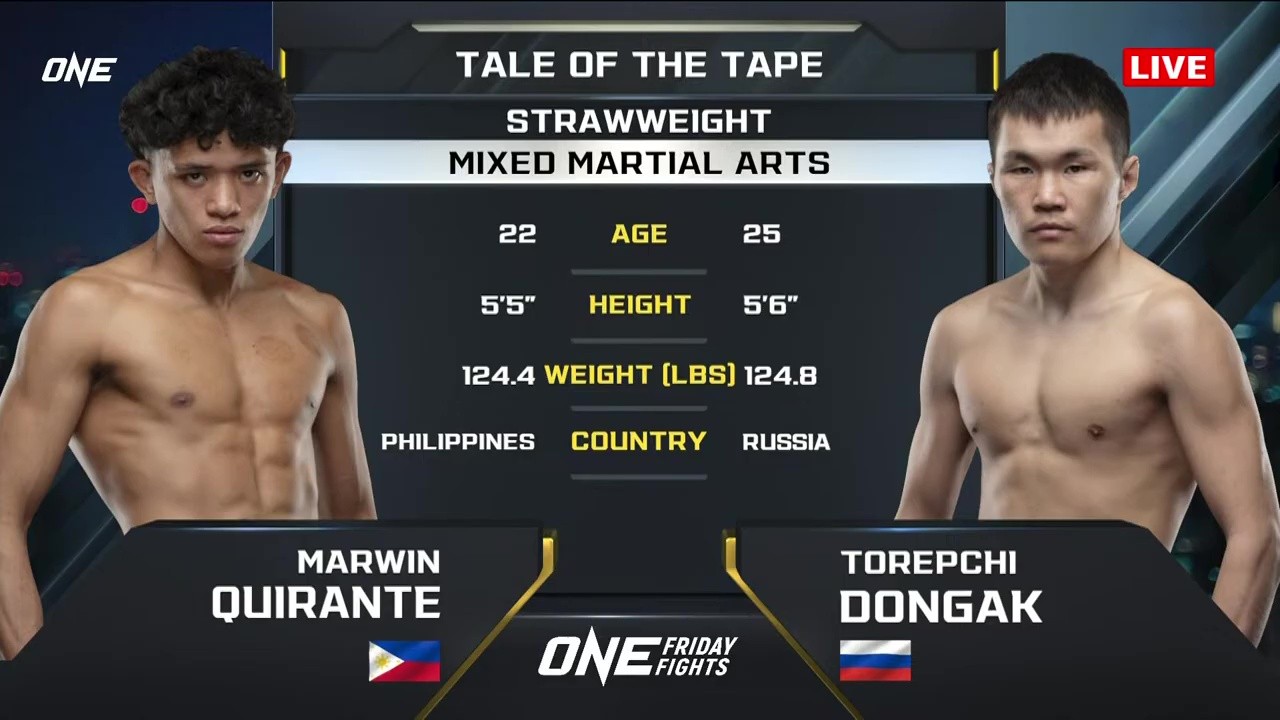ONE Friday Fights 109 - Torepchi Dongak vs Marwin Quirante - May 23, 2025