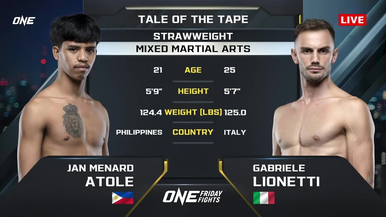 ONE Friday Fights 118 - Gabriele Lionetti vs Jan Menard Atole - August 1, 2025