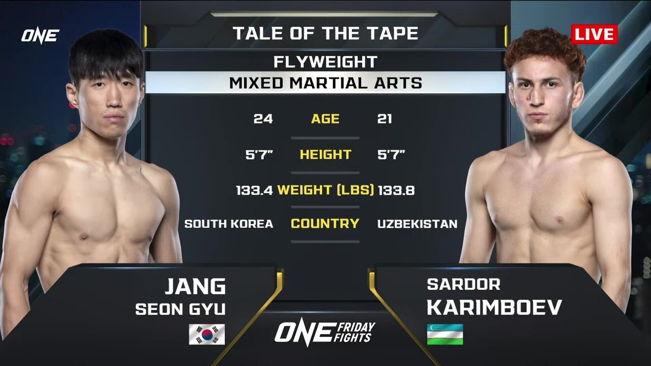 ONE Friday Fights 120 - Sardor Karimboev vs Sun Gyu Jang - August 15, 2025