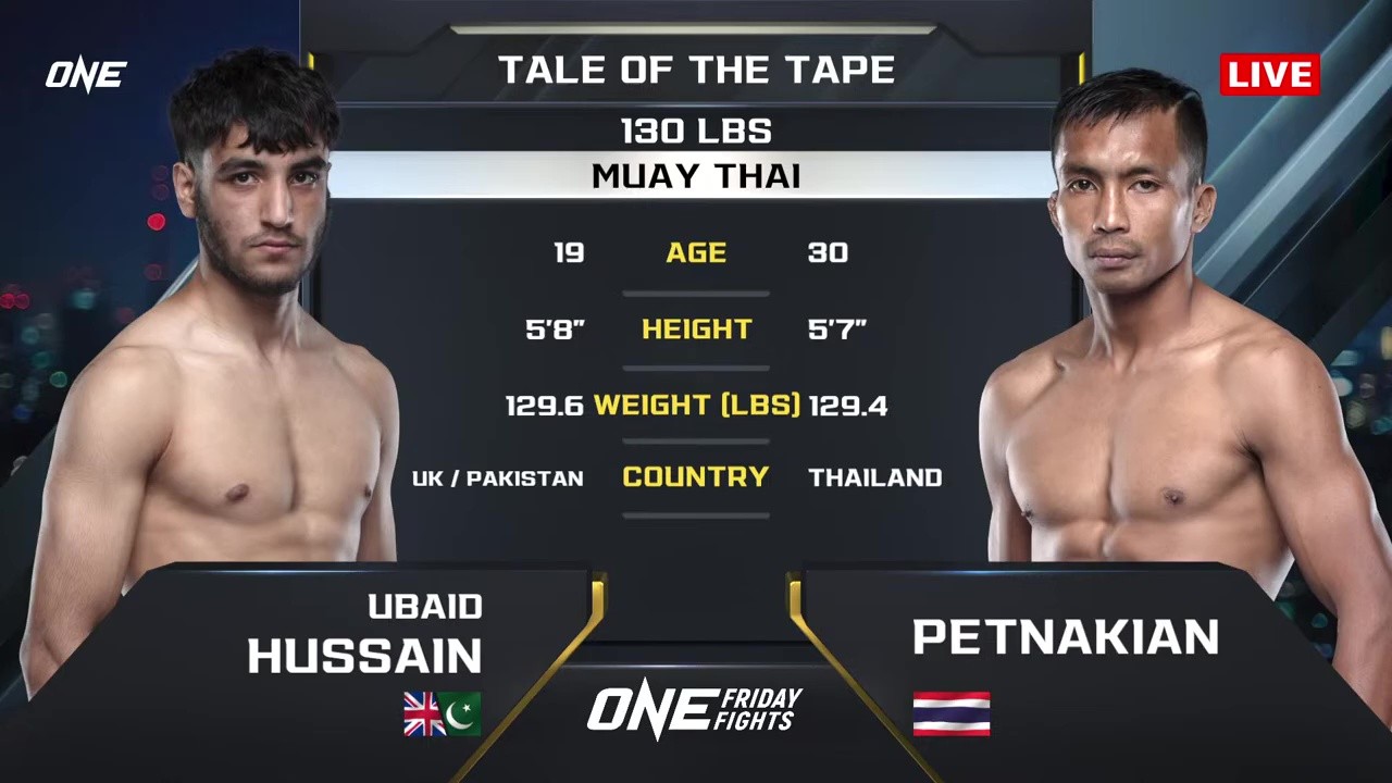ONE Friday Fights 121 - Ubaid Hussain vs Petnakian Phuyaiyunan - August 22, 2025