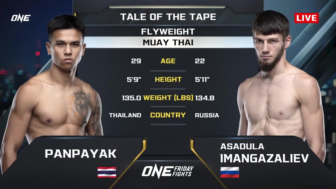 ONE Friday Fights 122 - Asadula Imangazaliev vs Panpayak Jitmuangnon - August 29, 2025