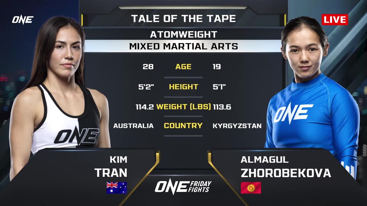 ONE Friday Fights 134 - Kim Tran vs Almagul Zhorobekova - November 21, 2025