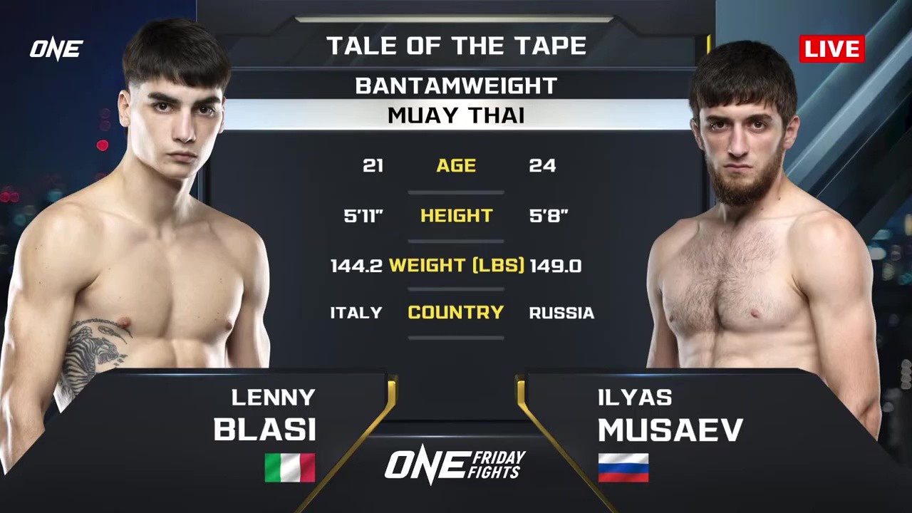 ONE Friday Fights 134 - Lenny Blasi vs Ilyas Musaev - November 21, 2025