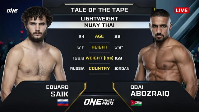 ONE Friday Fights 82 - Eduard Saik vs Odai Mostafa - October 4, 2024