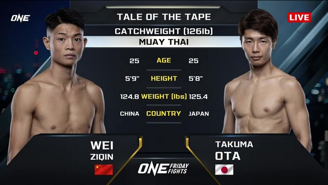 ONE Friday Fights 85 - Ziqin Wei vs Takuma Ota - November 1, 2024